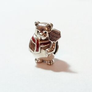 PANDORA Sterling Silver Polar Bear Red Enamel Holiday Charm